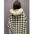Veste/ poncho pied de coq lurex col et manches fourrure 