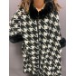 Veste/ poncho pied de coq lurex col et manches fourrure 