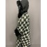 Veste/ poncho pied de coq lurex col et manches fourrure 