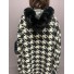 Veste/ poncho pied de coq lurex col et manches fourrure 