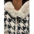 Veste/ poncho pied de coq lurex col et manches fourrure 