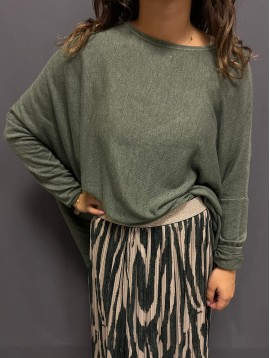 Top manches 3/4 effet chauve-souris en maille fine 