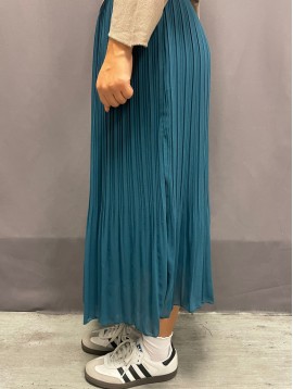 Jupe plissée mi-longue taille élastique lurex unie