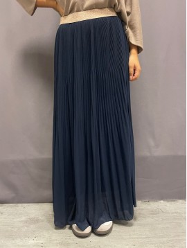 Jupe longue plissée taille élastique lurex unie