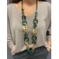 Collier long - Sautoir anneaux résine et grains de café métal