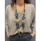 Collier long - Sautoir anneaux résine et grains de café métal