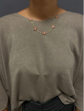 Collier Acier- Petites étoiles avec strass sur chaine fine 