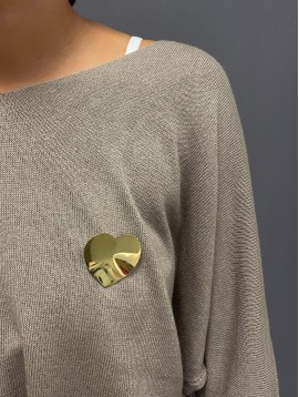 Broche Acier - Coeur effet miroir 