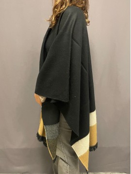 Poncho multi-bandes unies et bandes lurex fines